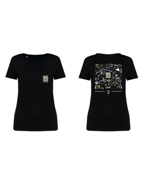 T-SHIRT COTON BIO FEMME COL V NOIR